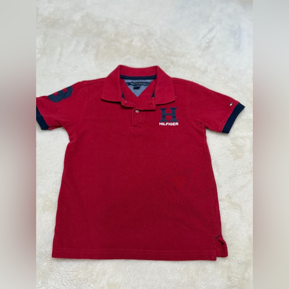 Tommy Hilfiger Kids Polo in Bold Red with Navy Accents